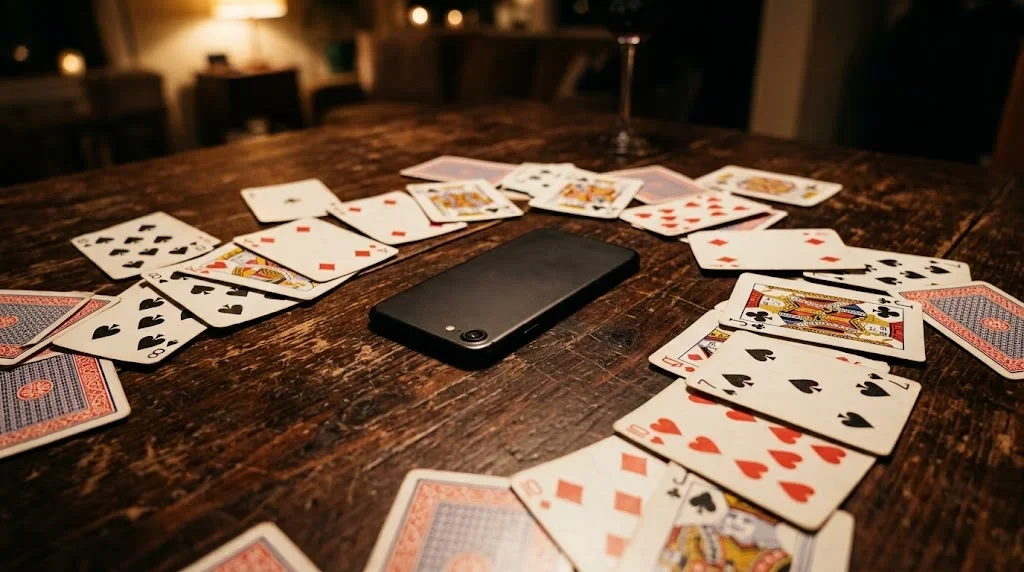 Tổng quan cổng game FO88 với bàn chơi bài tối màu ánh vàng