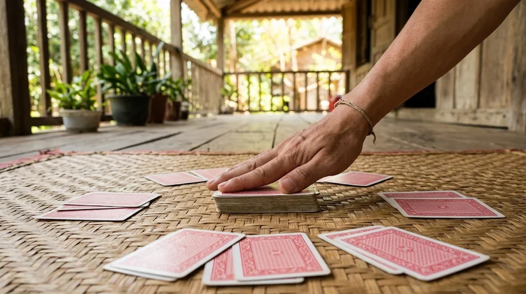 Bàn tay úp bài ra hiệu bỏ lượt
